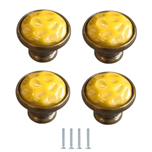 SANCHAKOU Keramik Griffe 4 Stücke Farbige Keramikknöpfe Für Schrankschubladen Bücherregale 35mm Gold von SANCHAKOU