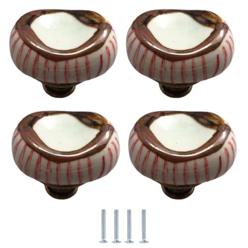 SANCHAKOU Keramik Griffe 4 Stücke Keramik Griffe 42 * 36mm Schrank Schublade Bücherregal Kleiderschrank Möbel Kein Gold Rot von SANCHAKOU