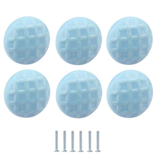SANCHAKOU Keramik Moebelknopf 6 Stück Keramikglasur Massive Einlochknöpfe Schubladentür Kinderzimmer Runde Zieht Blau von SANCHAKOU