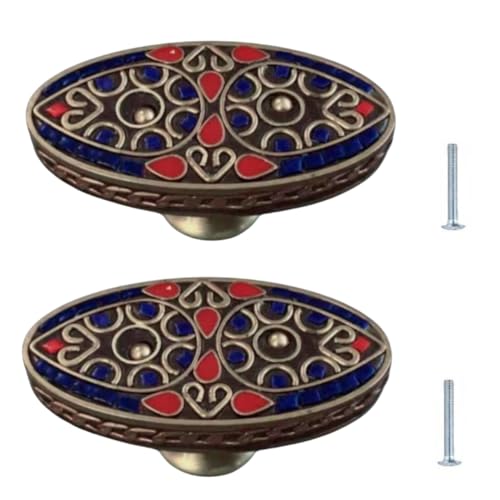 SANCHAKOU Keramik Schrankgriffe 2 Stück Schrankknöpfe Schubladengriffe Aus Legierung Lochabstand 55 X 25mm Blau SANCHAKOU Keramik Schrankgriffe 2 Stück Schrankknöpfe Schubladengriffe Aus Legierung Lochabstand 55 X 25mm Blau von SANCHAKOU