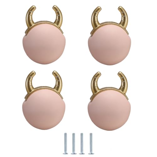 SANCHAKOU Keramik Schrankknäufe 4 Stücke Zodiac Ox Kleiderschrank Schublade Schrank Tür Keramik Griff Rosa von SANCHAKOU