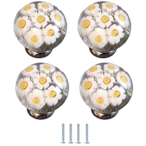 SANCHAKOU Keramik Türgriffe 4 Stück Runde Blumenförmige Schubladengriffe Mehrfarbig Verglaste Schrank Und Bücherregalgriffe 30 X 37mm SANCHAKOU Keramik Türgriffe 4 Stück Runde Blumenförmige Schubladengriffe Mehrfarbig Verglaste Schrank Und Bücherregalgriffe 30 X 37mm von SANCHAKOU