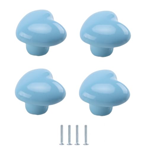 SANCHAKOU Keramikgriff 4 Stück Keramik Farbgriffe Für Kinderzimmer Stern Garderobenschubladengriffe Blaues Liebesherz von SANCHAKOU