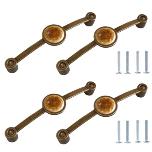 SANCHAKOU Keramikgriff 4 Stücke Zinklegierung Griff Schrank Bücherregal Schublade Keramik Griff Braun 128mm von SANCHAKOU