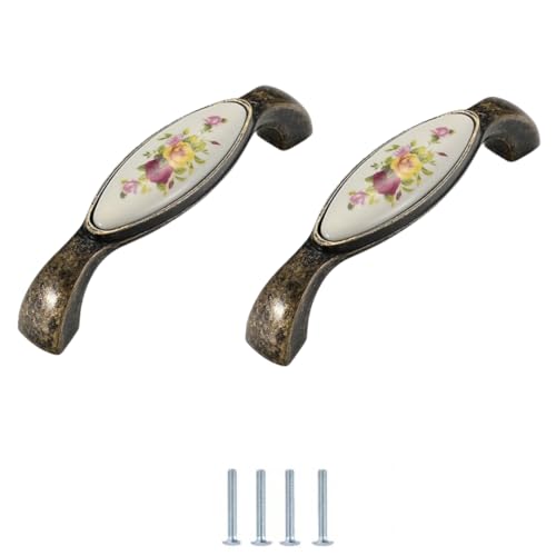 SANCHAKOU Keramikknäufe 2 Stück Bedruckte Keramikgriffe Mit Rosenmotiv Für Schränke Schuhe Schränke Türen Schließfächer Schubladen Typ A 96mm SANCHAKOU Keramikknäufe 2 Stück Bedruckte Keramikgriffe Mit Rosenmotiv Für Schränke Schuhe Schränke Türen Schließfächer Schubladen Typ A 96mm von SANCHAKOU