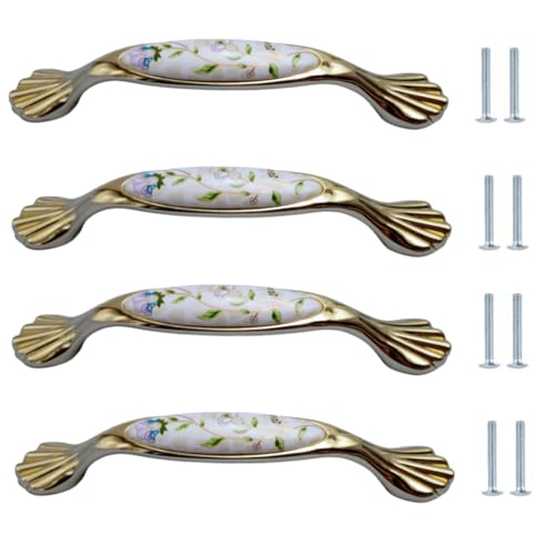 SANCHAKOU Keramikknäufe 4 Stück Goldfarbene Keramik Schubladentürgriffe Für Kleiderschränke 171 * 25 * 28mm SANCHAKOU Keramikknäufe 4 Stück Goldfarbene Keramik Schubladentürgriffe Für Kleiderschränke 171 * 25 * 28mm von SANCHAKOU