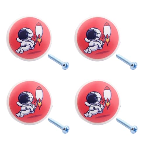 SANCHAKOU Keramikknäufe 4Pcs Astronaut Keramik Kinderschrank Schublade Bücherregal Türgriff Dekoration Kleine Rakete von SANCHAKOU