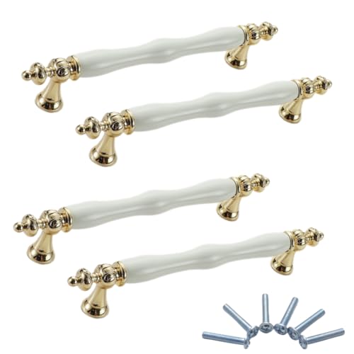 SANCHAKOU Metallknopfgriffe 4Er-Pack Goldener Keramikgriff Für Schubladenschränke Schuhschränke Kleiderschranktürgriffe Einzelloch 1941–160 Mm SANCHAKOU Metallknopfgriffe 4Er-Pack Goldener Keramikgriff Für Schubladenschränke Schuhschränke Kleiderschranktürgriffe Einzelloch 1941–160 Mm von SANCHAKOU
