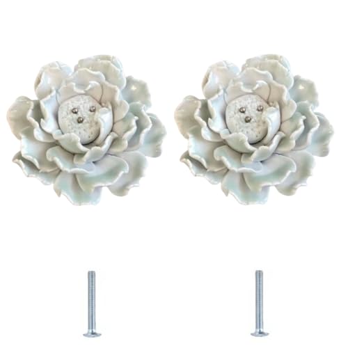 SANCHAKOU Möbel Griffe 2 Stück Keramikknöpfe Mit Blumenmotiv Für Schrank Schublade Bücherregal Keramikgriffe 117 X 65mm von SANCHAKOU