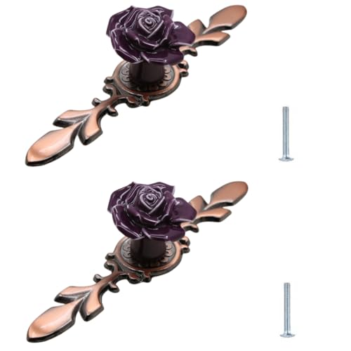 SANCHAKOU Möbel Griffe 2 Stück Rotbronze Keramik Rose Einlochknöpfe Für Schrank Kleiderschrank Lila Groß SANCHAKOU Möbel Griffe 2 Stück Rotbronze Keramik Rose Einlochknöpfe Für Schrank Kleiderschrank Lila Groß von SANCHAKOU