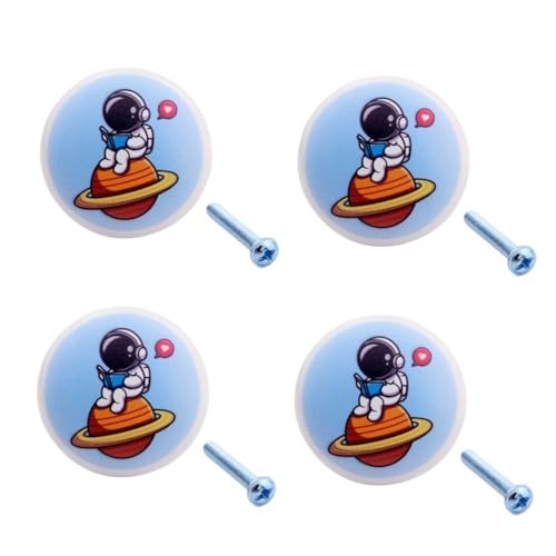 SANCHAKOU Möbel Griffe 4Pcs Astronaut Keramik Kinderschrank Schublade Bücherregal Türgriff Dekoration Planet von SANCHAKOU