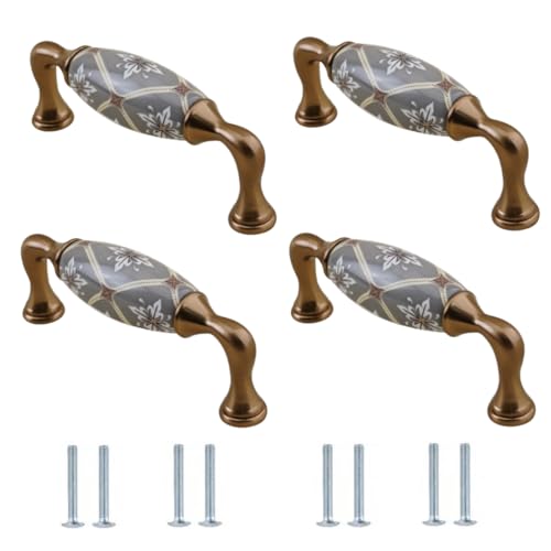 SANCHAKOU Möbelknöpfe Vintage 2 Stück Kleiderschrankgriffe Aus Keramik Champagner Für Schrank Schublade Türgriffe 106 X 41mm von SANCHAKOU