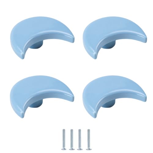 SANCHAKOU Möbelknöpfe Vintage 4 Stück Keramik Farbgriffe Für Kinderzimmer Stern Garderobenschubladengriffe Blauer Mond von SANCHAKOU