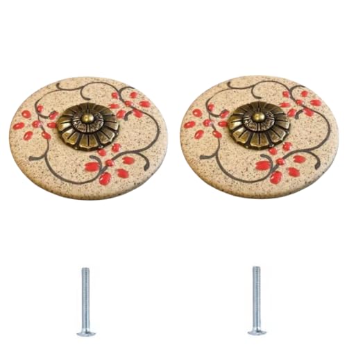SANCHAKOU Schrankgriffe 2 Stück Keramikgriffe Im Chinesischen Stil Für Schrank Schublade Kleiderschrank Bücherregal Zieht 58 X 31mm Rot von SANCHAKOU