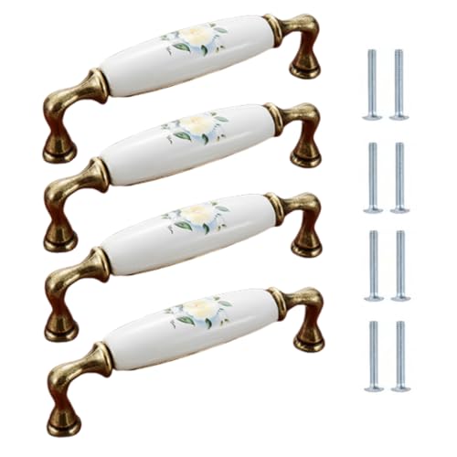 SANCHAKOU Schrankgriffe 4 Stück Pfingstrosen Keramikgriffe Für Schränke Möbel Schubladen Kleiderschränke Türen Grün Bronze Weiße Pfingstrose 128mm SANCHAKOU Schrankgriffe 4 Stück Pfingstrosen Keramikgriffe Für Schränke Möbel Schubladen Kleiderschränke Türen Grün Bronze Weiße Pfingstrose 128mm von SANCHAKOU