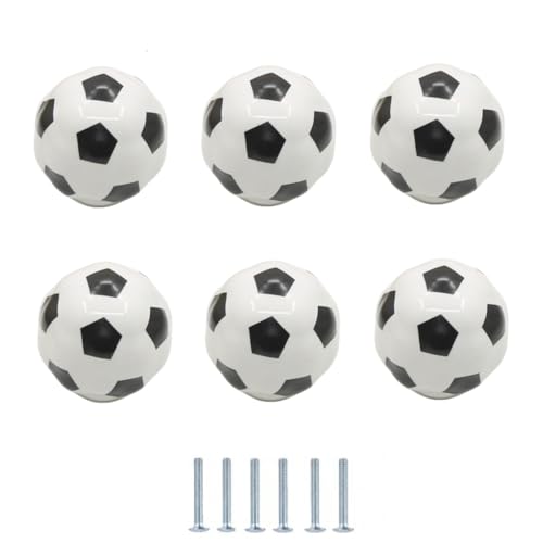 SANCHAKOU Schrankgriffe 6 Stück Keramikgriffe Für Schranktüren Schränke Schuhe Schränke Kleiderschränke Runde Kugeln Einloch Schubladenknöpfe Fußball von SANCHAKOU