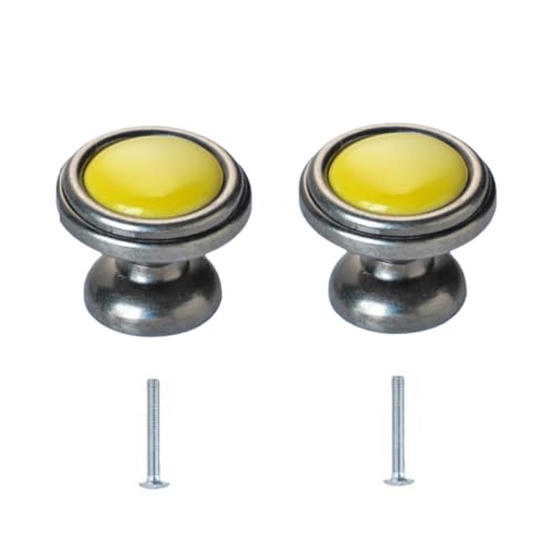 SANCHAKOU Schrankgriffe Vintage 2 Stück Farbverlauf Keramik Langer Griff Gelb Kleiderschrank Schrank Runder Schranktürknopf 32 * 27mm von SANCHAKOU