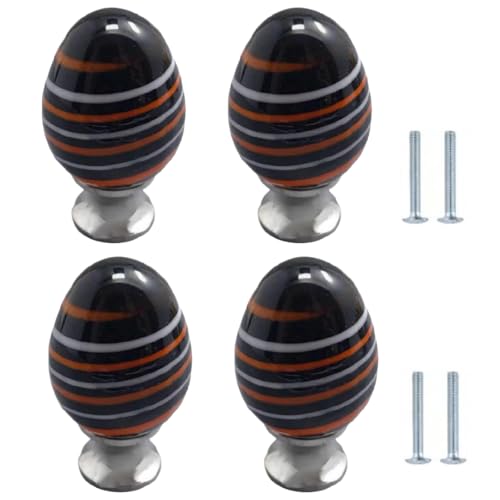 SANCHAKOU Schrankknöpfe 4 Stück Wassertropfen Schubladengriffe Mehrfarbige Schrankknöpfe Aus Glas 30 X 56mm Orange von SANCHAKOU