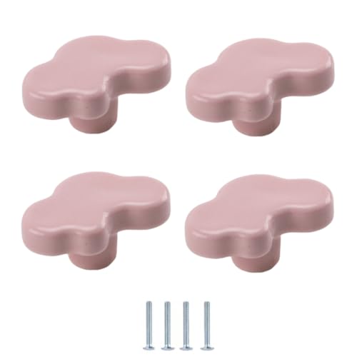 SANCHAKOU Schrankknopf 4 Stück Keramik Farbgriffe Für Kinderzimmer Sterne Für Kleiderschrank Schubladengriffe Rosa Kleine Wolken von SANCHAKOU
