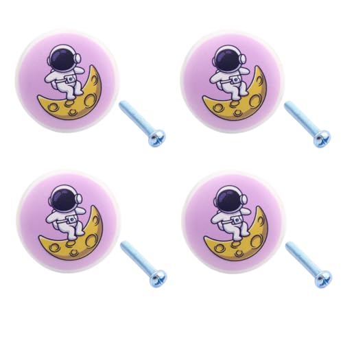 SANCHAKOU Schranktürknöpfe 4Pcs Astronaut Keramik Kinderschrank Schublade Bücherregal Türgriff Dekoration Halbmond von SANCHAKOU