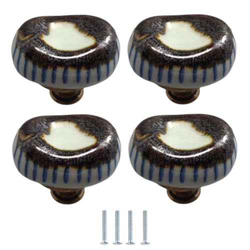 SANCHAKOU Schubladengriffe 4 Stücke Keramikgriffe 42 * 36mm Schrank Schublade Bücherregal Kleiderschrank Möbel Kein Gold Blau von SANCHAKOU