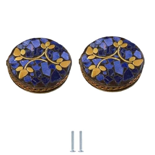 SANCHAKOU Schubladenknöpfe 2 Stück Schrankknöpfe Schminktisch Schubladengriff Nationallegierungsgriff Blaugold 44 X 28mm von SANCHAKOU