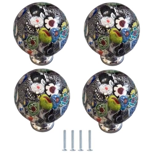 SANCHAKOU Schubladenknöpfe 4 Stück Runde Blumenförmige Schubladengriffe Mehrfarbig Glasierte Schrank Und Bücherregalgriffe 41 X 55mm SANCHAKOU Schubladenknöpfe 4 Stück Runde Blumenförmige Schubladengriffe Mehrfarbig Glasierte Schrank Und Bücherregalgriffe 41 X 55mm von SANCHAKOU