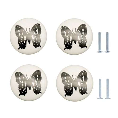 SANCHAKOU Schubladenknopf 4 Stücke Tier Keramik Kinderzimmer Griff Kleiderschrank Schublade Einloch Türknopf Schmetterling SANCHAKOU Schubladenknopf 4 Stücke Tier Keramik Kinderzimmer Griff Kleiderschrank Schublade Einloch Türknopf Schmetterling von SANCHAKOU