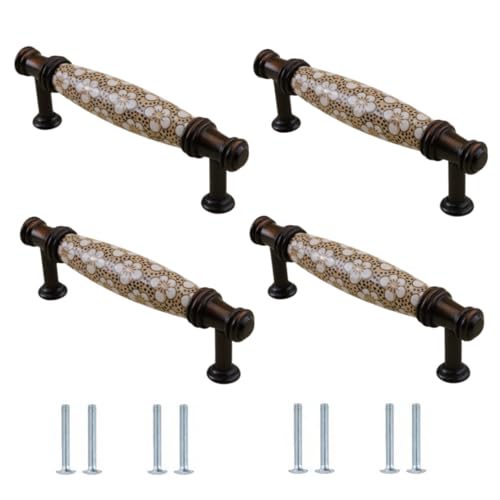 Schrankgriffe 4 Stück Kamelien Keramikgriffe Chinesischer Kleiderschrank Tür Schrank Schuhschrank Schließfach 120 X 38mm von SANCHAKOU