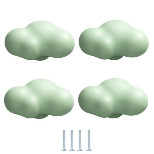 Schrankknöpfe Vintage 4 Stück Cloud Matt Keramik Griff Schublade Kleiderschrank Möbel Hardware Matt Green Cloud von SANCHAKOU