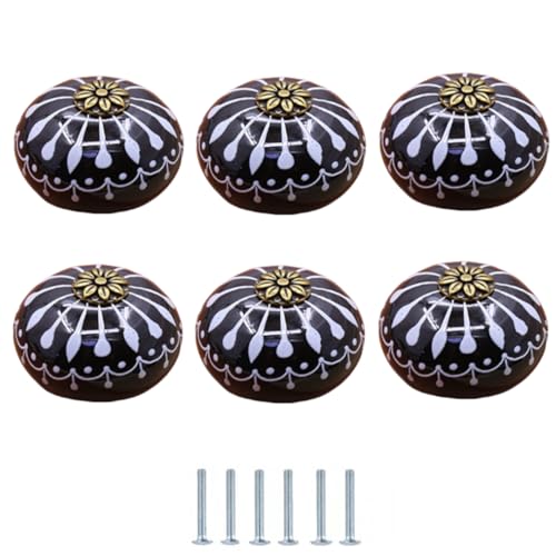 Schrankknopf 6 Stücke Keramik Griff Schublade Schrank Kleiderschrank Türknopf Runde Einzelloch Schwarz von SANCHAKOU