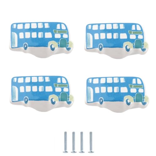 Schranktürknöpfe 4 Stücke Wolke Einloch Keramikknöpfe Schrank Schublade Kindergriff Dekoration Blauer Bus von SANCHAKOU