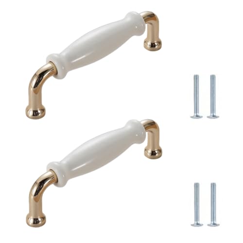 Schubladenknöpfe 2 Stück Gold Keramik Griff Schrank Schublade Schuhschrank Kleiderschrank Möbel Hardware 108 * 37mm von SANCHAKOU
