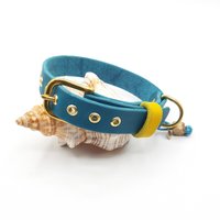 Hundehalsband, Fettleder, 2-Farbig, Breite 20-30 Mm, Umfang 25-60 cm, Verschluss Schnalle Messing von SANCHOdoglove