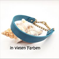 Hundehalsband, Fettleder, Breite 30 Mm, Umfang 35-60 cm, Zugstopp Messing von SANCHOdoglove