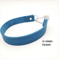 Hundehalsband, Fettleder, Breite 30 Mm, Umfang 35-60 cm, Zugstopp Silberfarben von SANCHOdoglove
