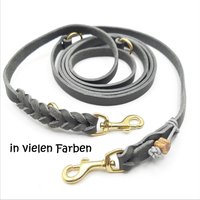 Hundeleine, Fettleder, 3-Fach Verstellbar, Breite 8-15 Mm, Länge Max. Ca. 220 cm, Beschläge Aus Messing von SANCHOdoglove