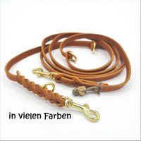 Hundeleine, Fettleder, 3-Fach Verstellbar, Breite 8-15 Mm, Länge Max. Ca. 280 cm, Beschläge Aus Messing von SANCHOdoglove