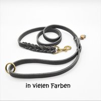Hundeleine, Fettleder, Handschlaufenleine, Breite 8-15 Mm, Fixe Länge Ca. 120 cm. Beschläge Und Karabiner Messing von SANCHOdoglove
