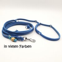 Hundeleine, Fettleder, Retrieverleine, 3-Fach Verstellbar, Teilgeflochten, Breite 10-15 Mm, Länge Max. Ca. 220 cm, Beschläge Silberfarben von SANCHOdoglove