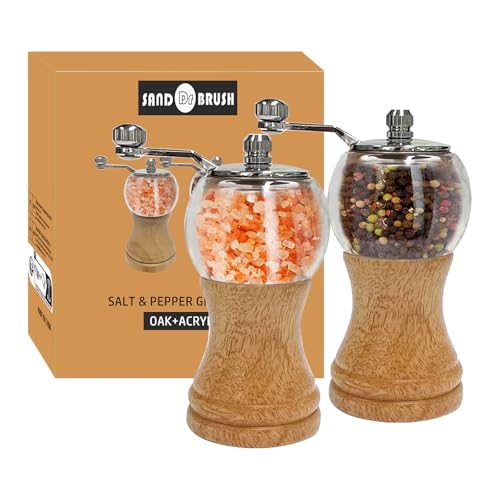 Klassische Hand Shake Pfeffermühle Gorgeous Salz Set 2-teiliges 5 zoll，EP Material Acryl，Keramik Klingen mit Einstellbarer Grobe Mühle，Genießen Sie Ihre Besten Frisch Gemahlener Pfeffer Meersalz… von SAND DR BRUSH