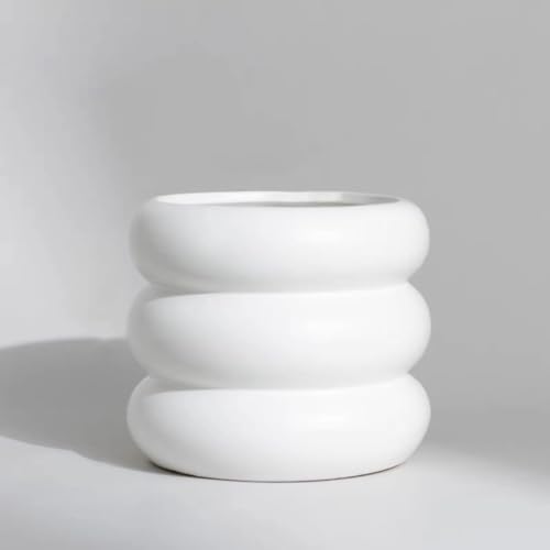 SANDYBAYTAS Keramik-Blumentopf für den Innenbereich, 11,9 cm Blumentopf mit Drainageloch, kleine Blasen-Design, Keramik-Pflanzgefäß für Zuhause und Büro, Dekor (weiß) von SANDYBAYTAS