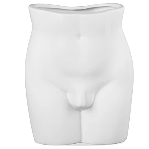 SANFERGE Butt Vase für Blumen – Kunst männliche Form Körper Keramik Vase für Home Decor, 15,2 cm, matt weiß von SANFERGE