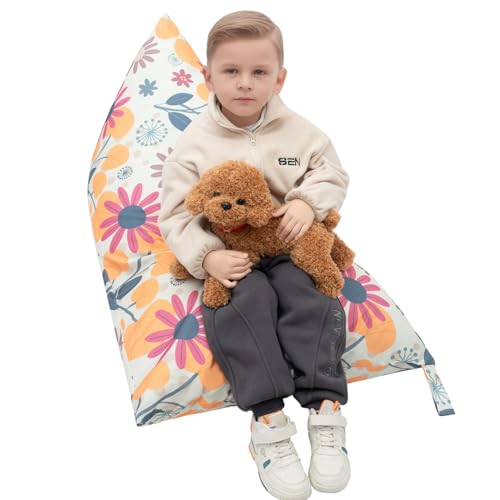 SANFERGE Kuscheltier-Aufbewahrung Sitzsack-Bezug - 132 x 79 cm Extra Groß, YKK-Reißverschluss, für Plüschtiere, Decken, Handtücher - Nur Bezug (ohne Füllung) von SANFERGE