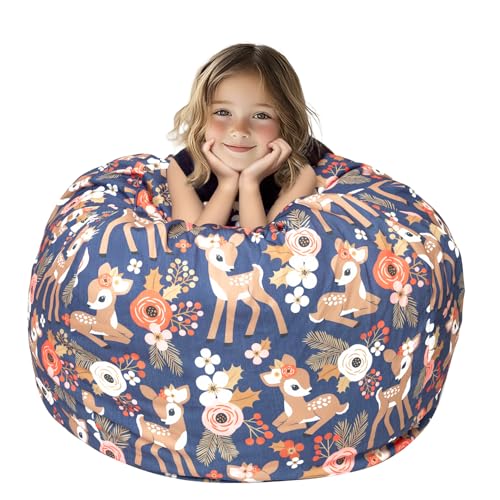SANFERGE Kuscheltier-Aufbewahrung Sitzsack Bezug - Spielzeug-Organizer für Kinder, Teenager und Erwachsene - Langlebige Canvas mit YKK-Reißverschluss (Nur Bezug), Extra Large 38" von SANFERGE