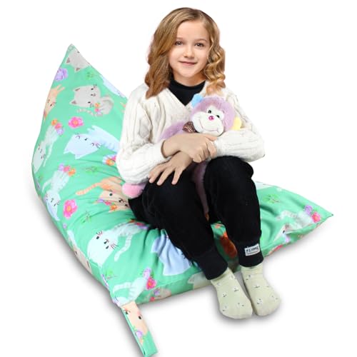 SANFERGE Stuffed Animal Storage Bean Bag Chair Cover - 52" x 31" Großer Spielzeugorganizer für Kinder & Erwachsene, Waschbar, Langlebig, Dreieckiger Bodenlounger (Nur Bezug, 200L Fassungsvermögen) von SANFERGE