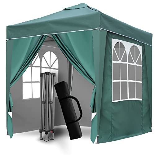 SANHENG Pop-Up-Pavillon, Pop-Up-Zelt mit Gewichten, vollständig wasserdicht, Allwetter-Pavillon, ideal für Outdoor-Party, Camping (2 x 2 m, grün) von SANHENG