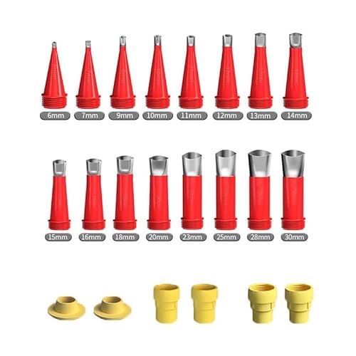 SANHIGHEND 32/22 Stück Universal Integrierte Gummidüse Werkzeug Kit,Edelstahldüsen,Verschiedene Größen Silikon spitzen,Transparent Abdichten Silikontüllen,für Fenster Badezimmer (22 Stück) von SANHIGHEND