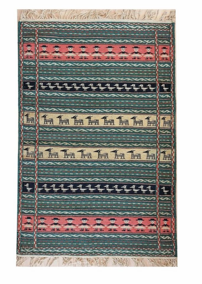 Orientteppich Handgewebter Kelim Teppich 80x122 cm 100 % Schurwolle, SANICK, Unikat von SANICK