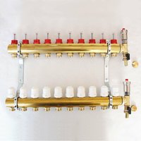 10-fach Heizkreisverteiler komplett mit Regulationsventilen, Entlüftern und Topmeter Durchflußanzeiger - hkv für Fußbodenheizung von SANIMIX24